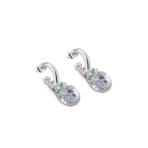 Newbridge Silverware Drop Earrings with Blue and Clear Stones-Goviers