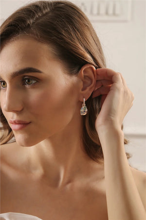 Newbridge Silverware Drop Earrings with Blue and Clear Stones-Goviers