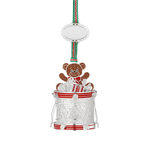 Newbridge Silverware Drum with Teddy Bear Christmas Tree Decoration-Goviers