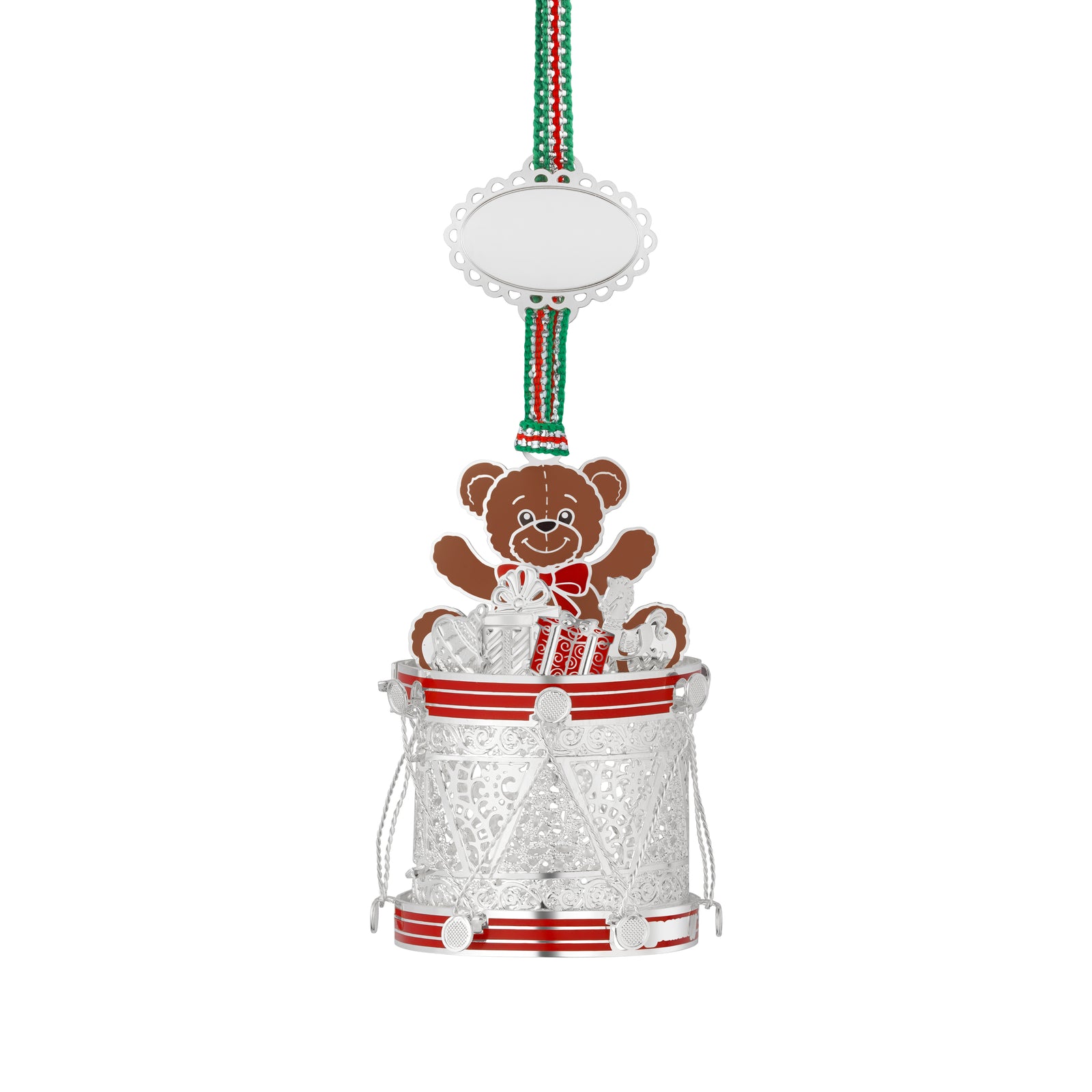 Newbridge Silverware Drum with Teddy Bear Christmas Tree Decoration-Goviers