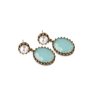 Newbridge Silverware Earrings with Aqua and Pearl Stone Settings-Goviers