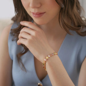 Newbridge Silverware Gold Plated Heart Coloured CZ Bracelet-Goviers