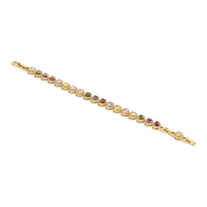 Newbridge Silverware Gold Plated Heart Coloured CZ Bracelet-Goviers