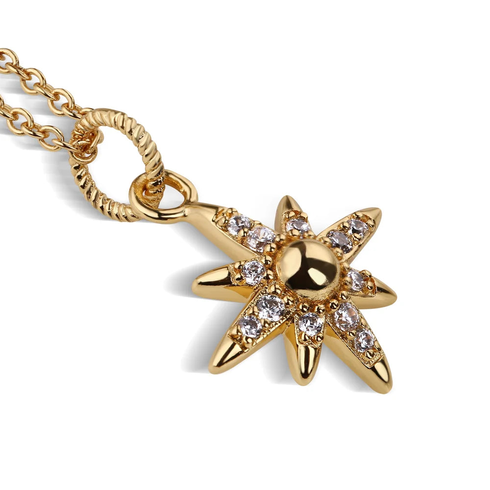 Newbridge Silverware Gold Plated Star Pendant with Clear Stones-Goviers