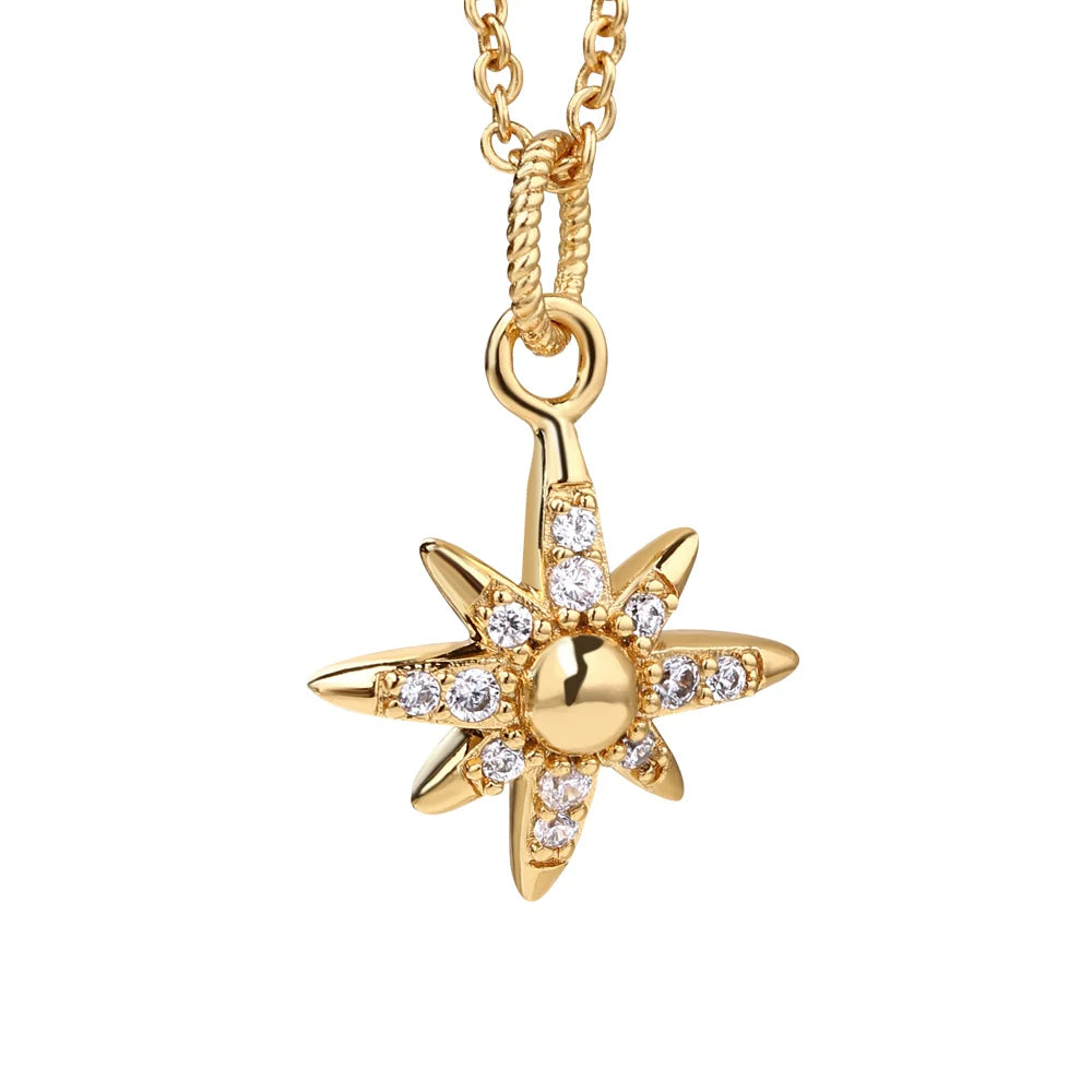 Newbridge Silverware Gold Plated Star Pendant with Clear Stones-Goviers