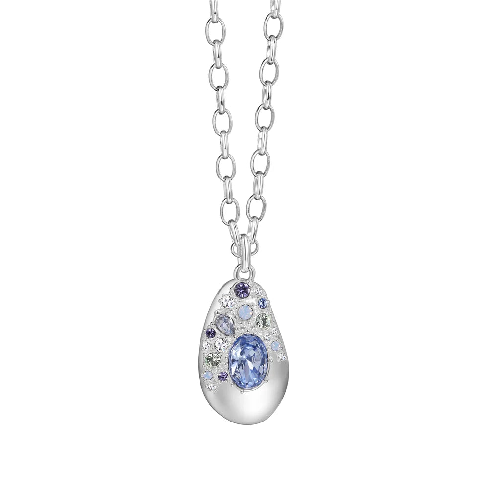 Newbridge Silverware Large Pendant with Blue and Clear Stones-Goviers