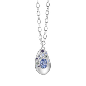 Newbridge Silverware Large Pendant with Blue and Clear Stones-Goviers