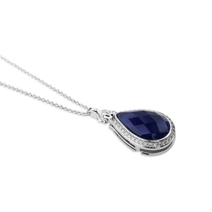 Newbridge Silverware Locket with Sapphire Blue Stone-Goviers