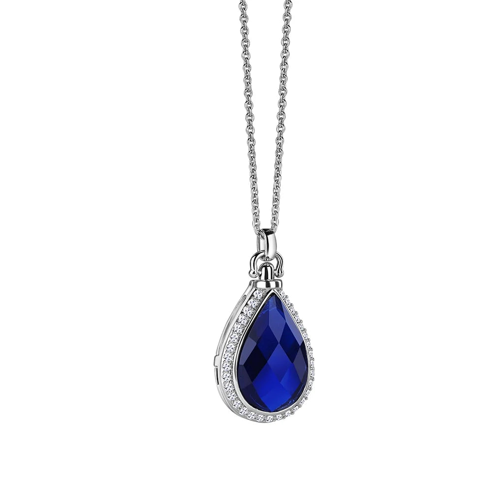 Newbridge Silverware Locket with Sapphire Blue Stone-Goviers