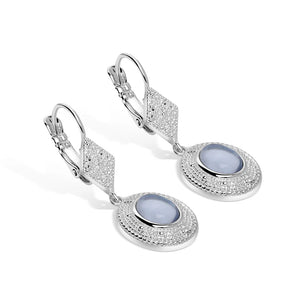 Newbridge Silverware Ornate Drop Earrings with Light Blue Stones-Goviers