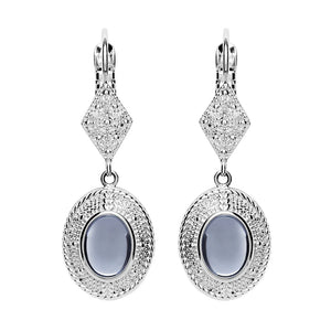 Newbridge Silverware Ornate Drop Earrings with Light Blue Stones-Goviers