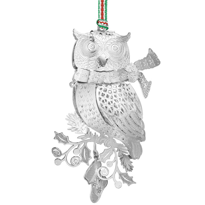 Newbridge Silverware Owl with Scarf Christmas Tree Decoration-Goviers