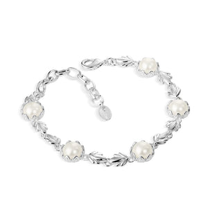 Newbridge Silverware Pearl Leaf Link Bracelet-Goviers