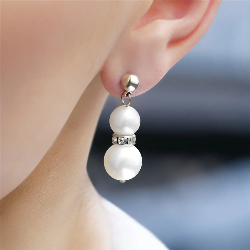 Newbridge Silverware Pearl with Crystal Drop Earrings-Goviers