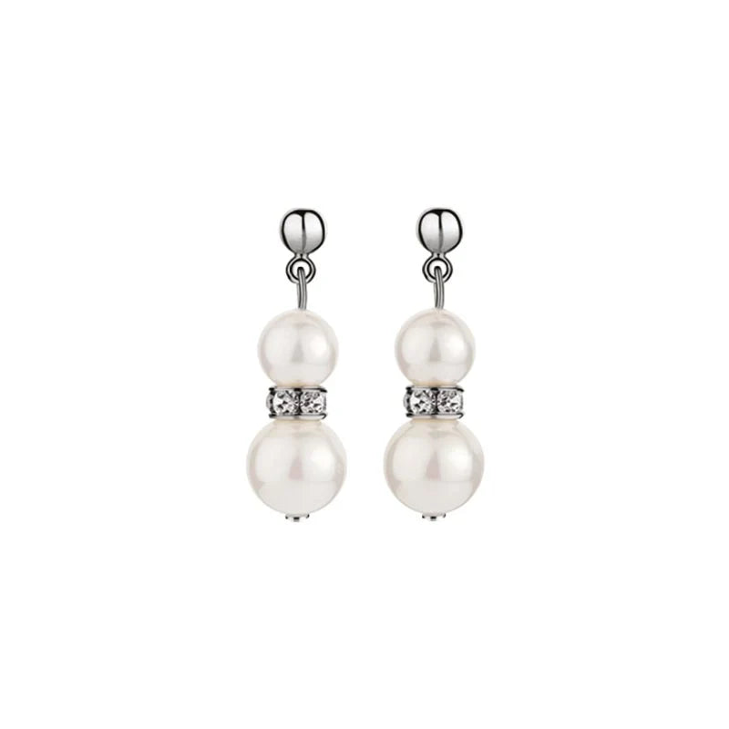 Newbridge Silverware Pearl with Crystal Drop Earrings-Goviers