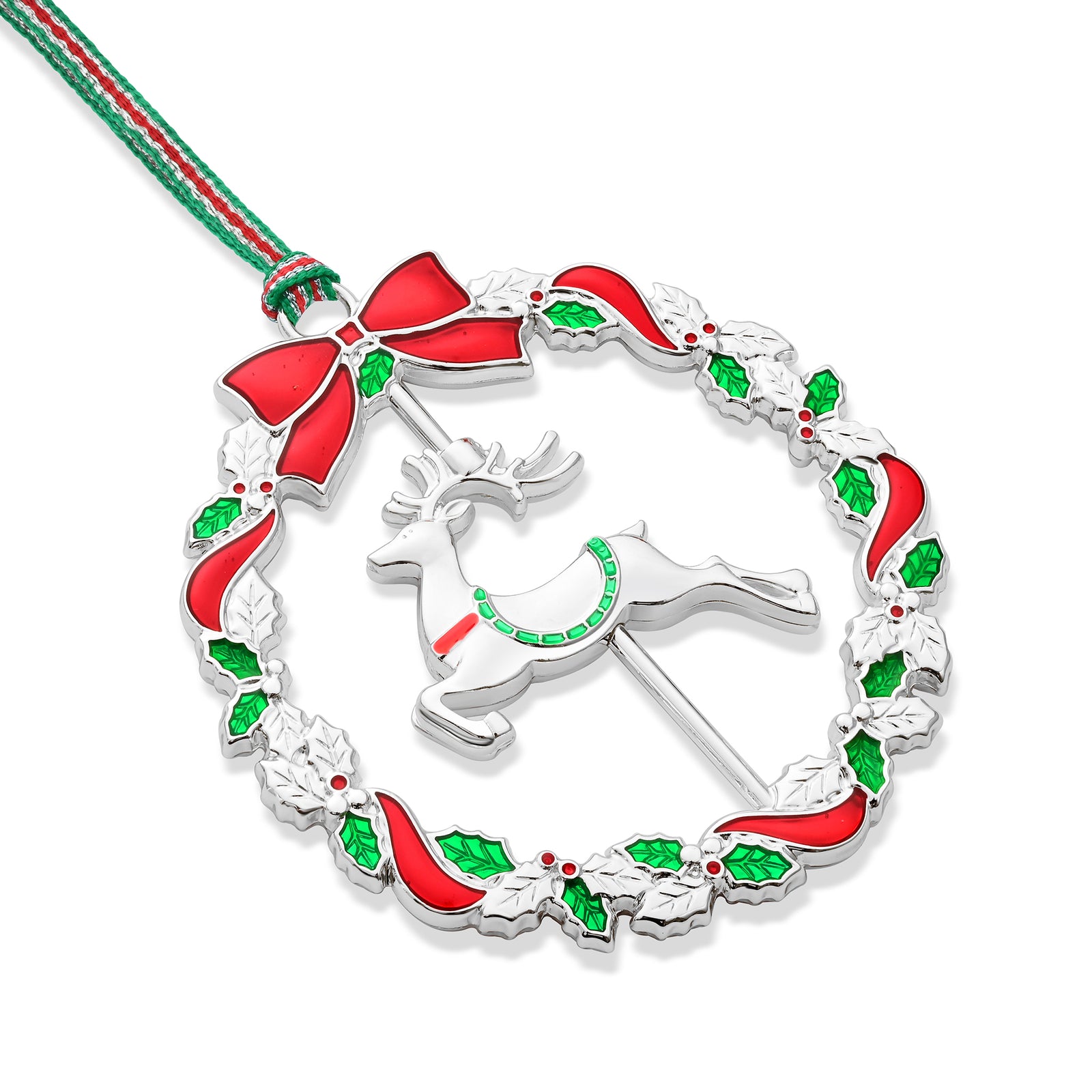Newbridge Silverware Reindeer Wreath Christmas Tree Decoration-Goviers