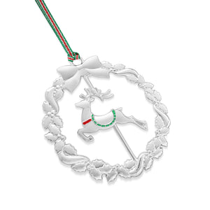 Newbridge Silverware Reindeer Wreath Christmas Tree Decoration-Goviers