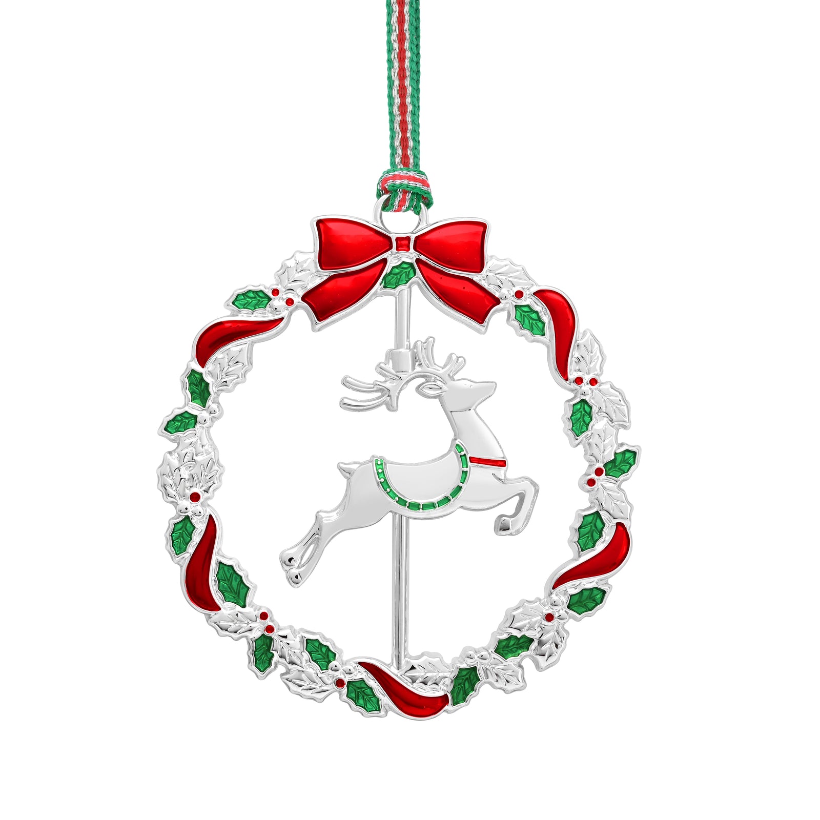Newbridge Silverware Reindeer Wreath Christmas Tree Decoration-Goviers
