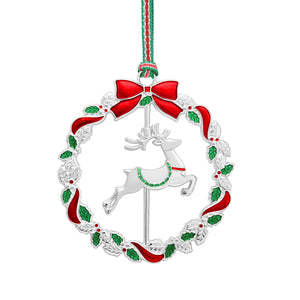 Newbridge Silverware Reindeer Wreath Christmas Tree Decoration-Goviers