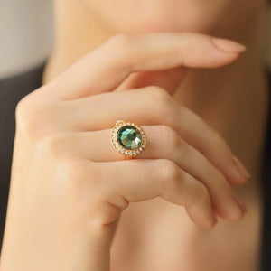 Newbridge Silverware Ring with Montana Coloured Stone-Goviers