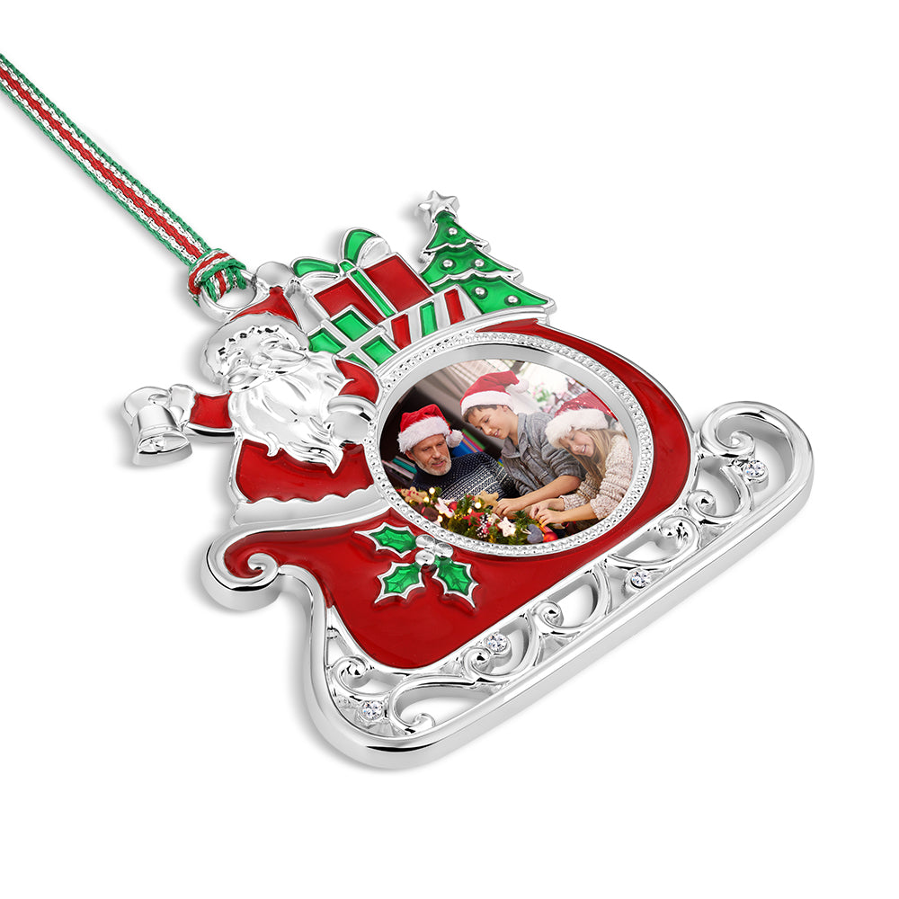 Newbridge Silverware Santa on Sleigh Photo Frame Tree Decoration-Goviers
