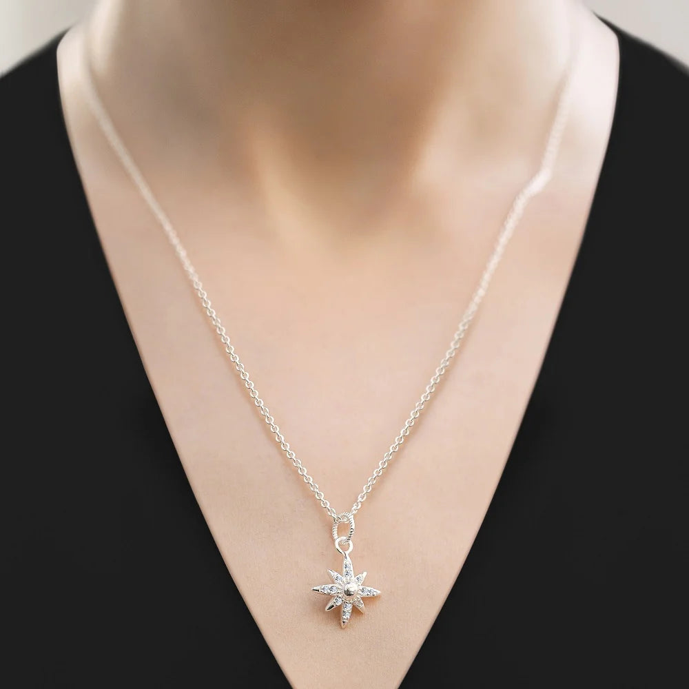 Newbridge Silverware Silver Plated star Pendant with Clear Stones-Goviers