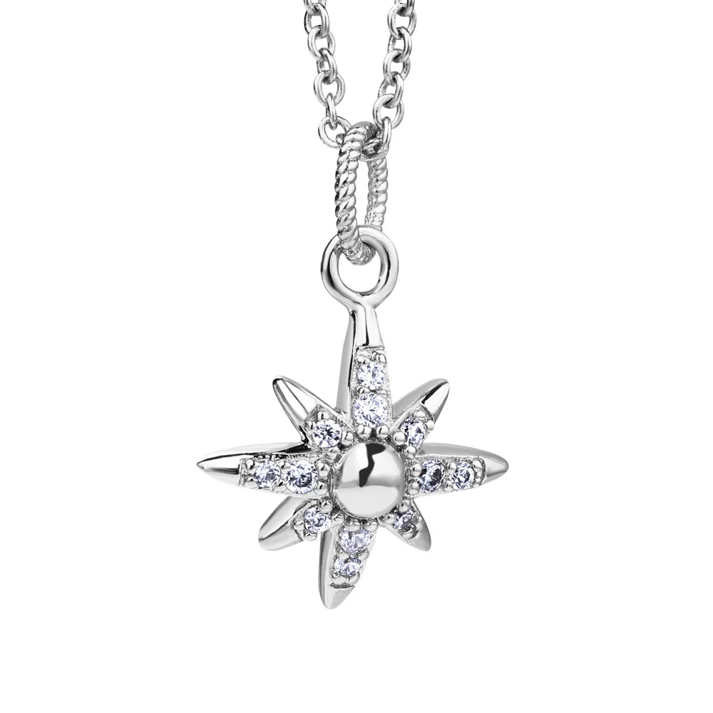 Newbridge Silverware Silver Plated star Pendant with Clear Stones-Goviers