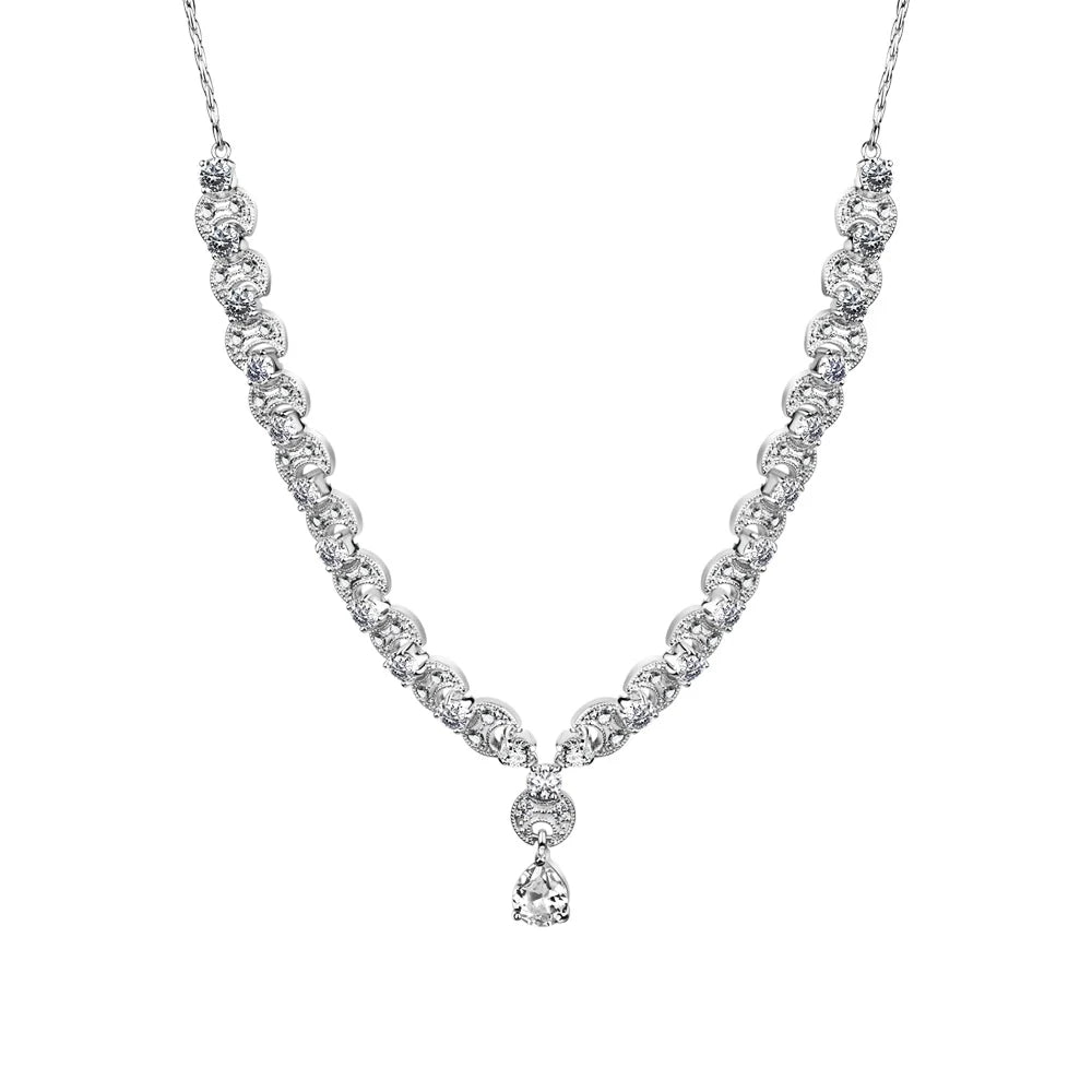 Newbridge Silverware Vintage Clear Stone Necklace-Goviers
