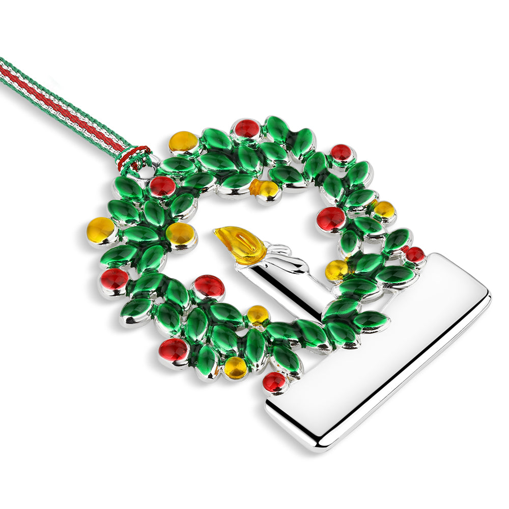 Newbridge Silverware Wreath with Candle Christmas Tree Decoration-Goviers
