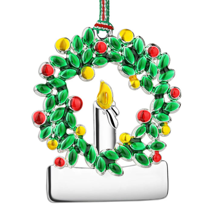 Newbridge Silverware Wreath with Candle Christmas Tree Decoration-Goviers