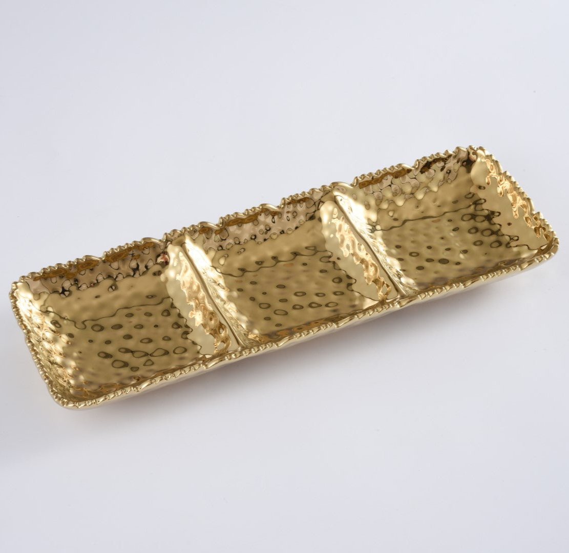 Pampa Bay Golden Millenium 3 Section Serving Piece-Goviers