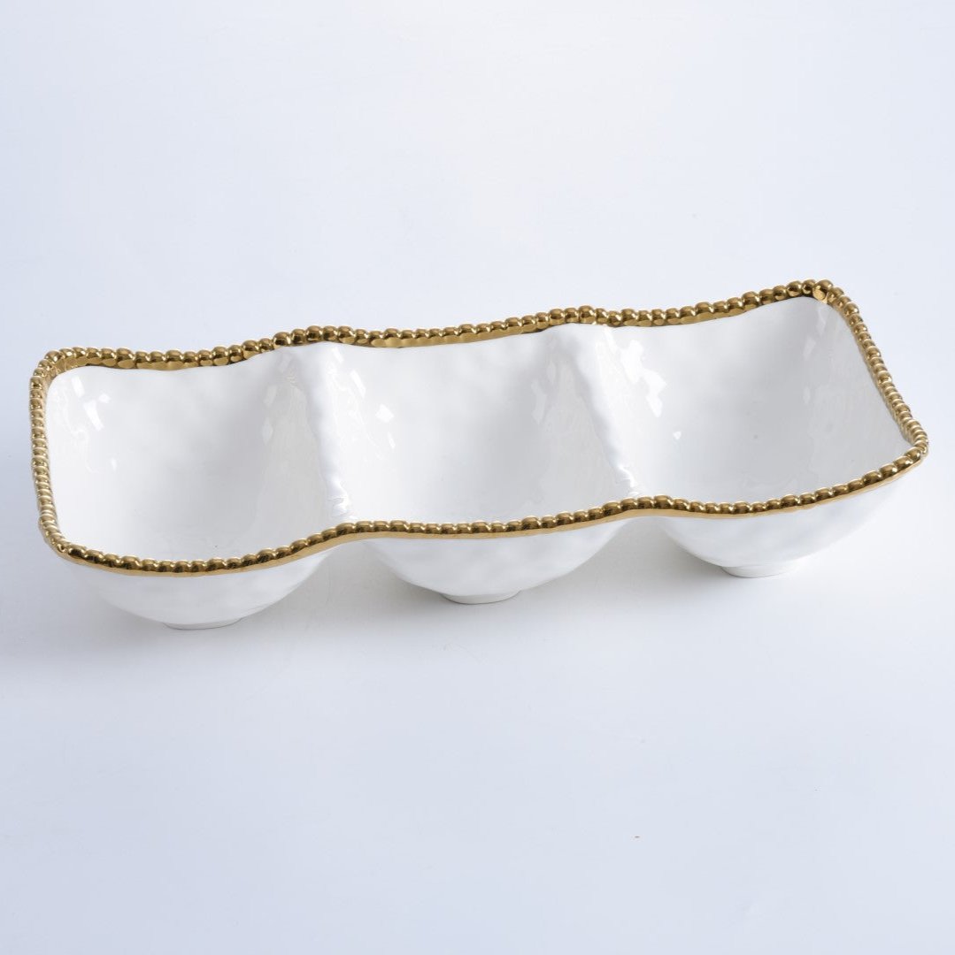 Pampa Bay Golden Salerno 3 Section Serving Piece-Goviers