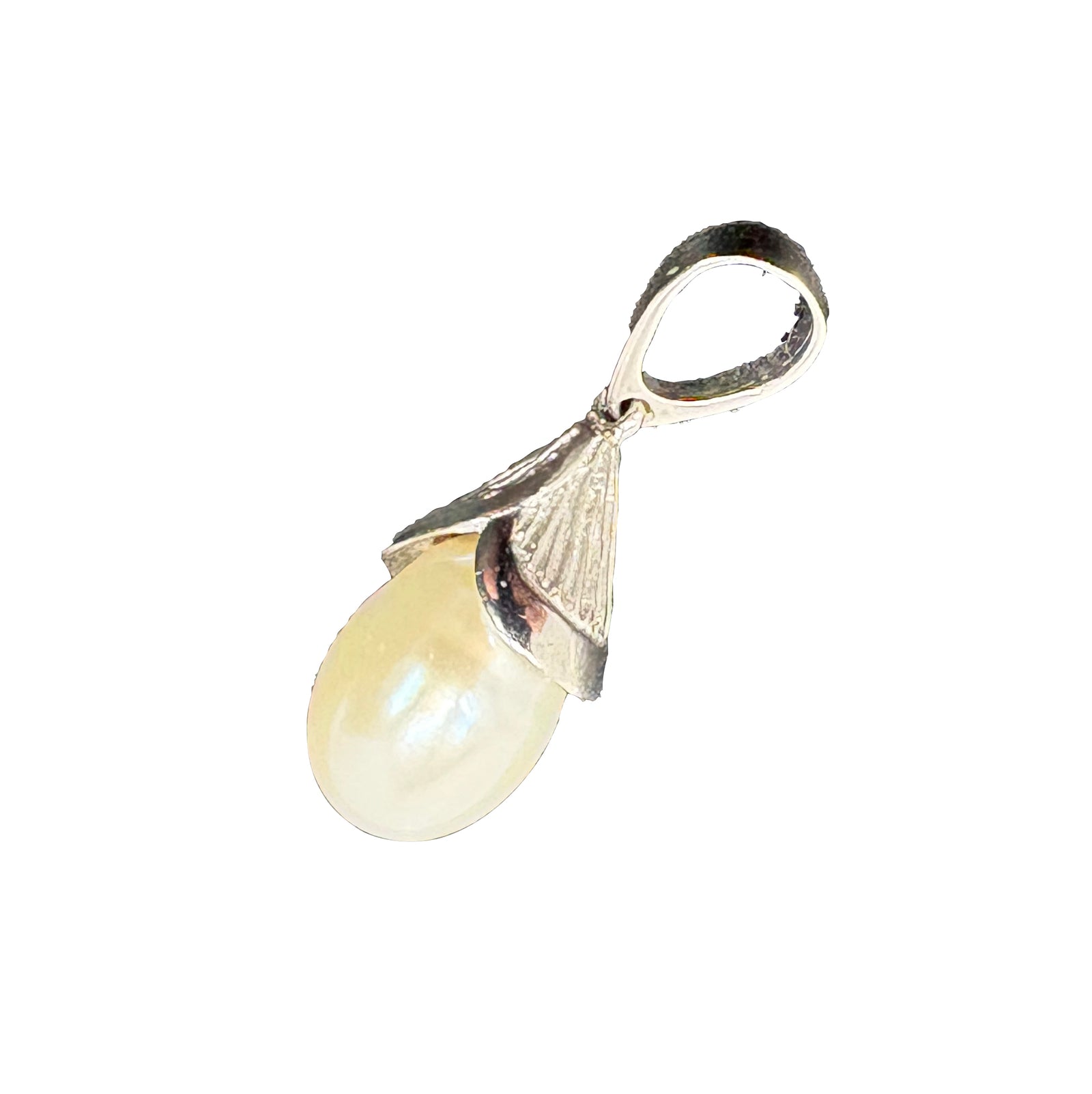 Pearl and Silver Pendant - Teardrop Flared-Goviers