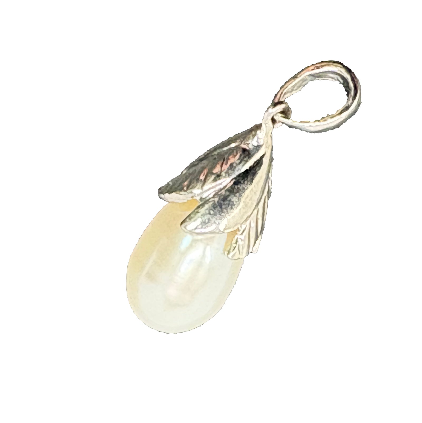 Pearl and Silver Pendant - Teardrop-Goviers