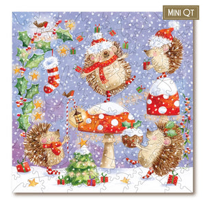 Victory Wooden Puzzles Festive Hedgehogs MINI QT Jigsaw