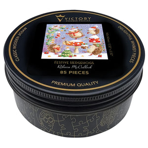Victory Wooden Puzzles Festive Hedgehogs MINI QT Jigsaw