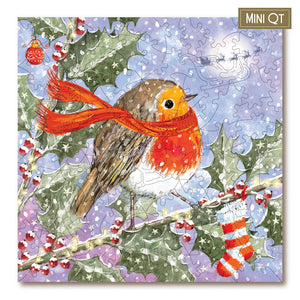 Victory Wooden Puzzles Robin and Stocking MINI QT Jigsaw