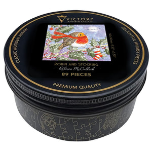 Victory Wooden Puzzles Robin and Stocking MINI QT Jigsaw