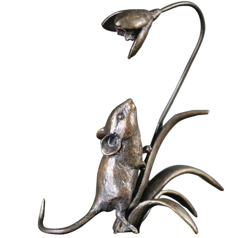 Richard Cooper Mouse with Snowdrop-bronzes-Goviers
