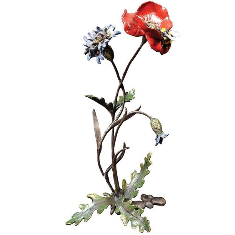 Richard Cooper Poppy with Cornflower & Bee-Bronzes-Goviers