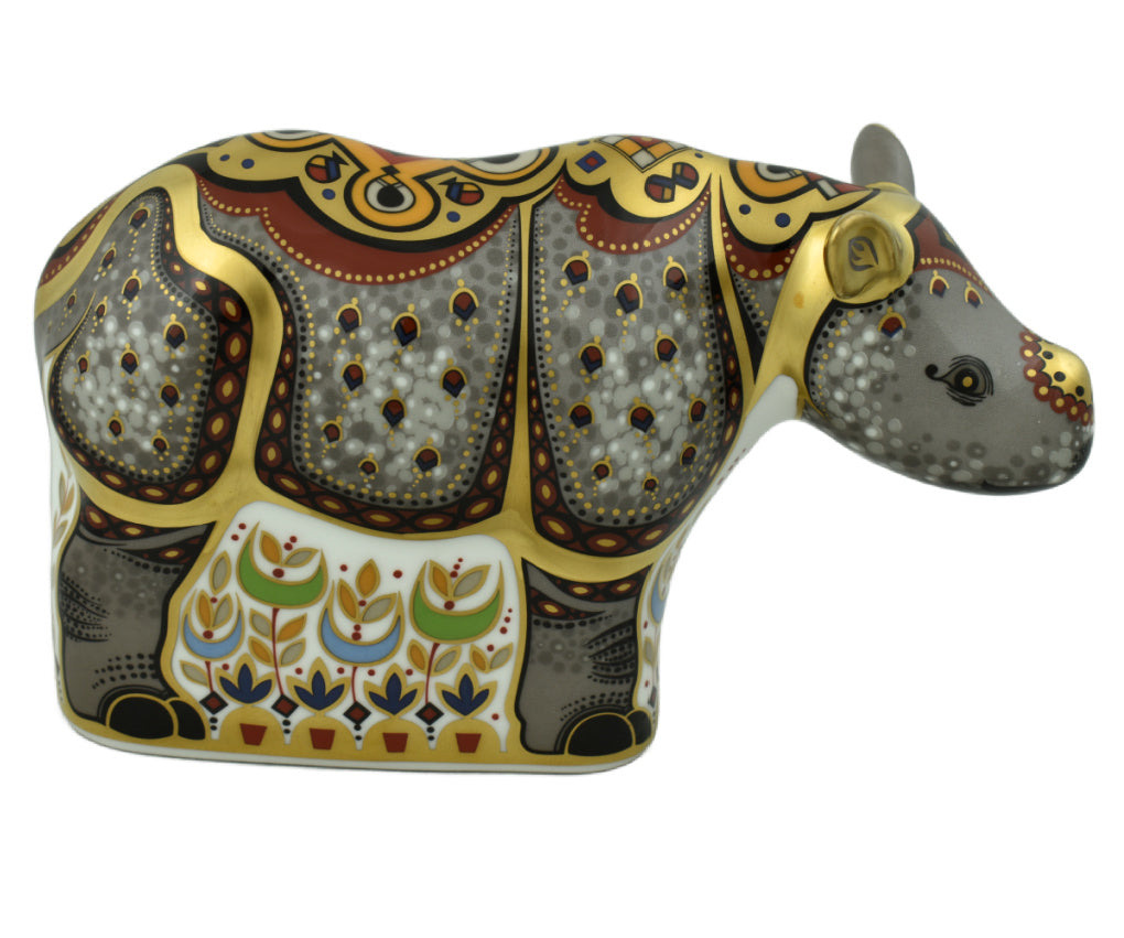 Royal Crown Derby Black Baby Rhino-Paperweights-Goviers