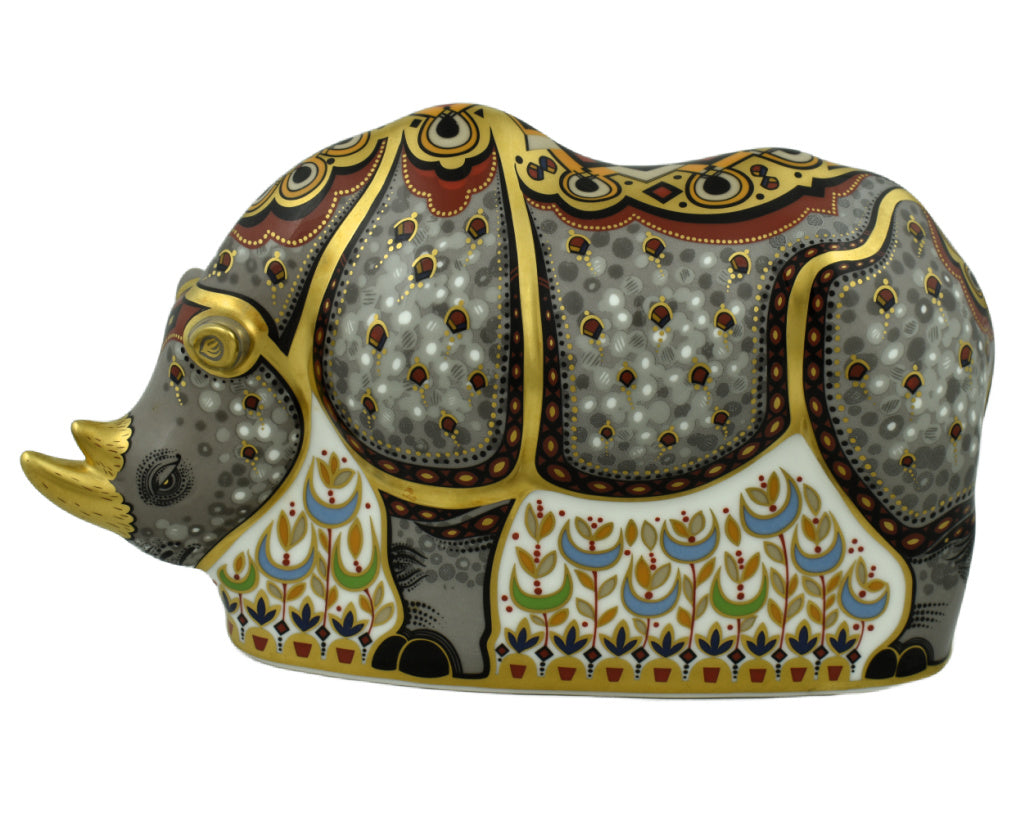 Royal Crown Derby Black Rhino-Paperweights-Goviers