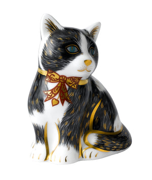 Royal Crown Derby Black & White Kitten PreLoved-Paperweights-Goviers