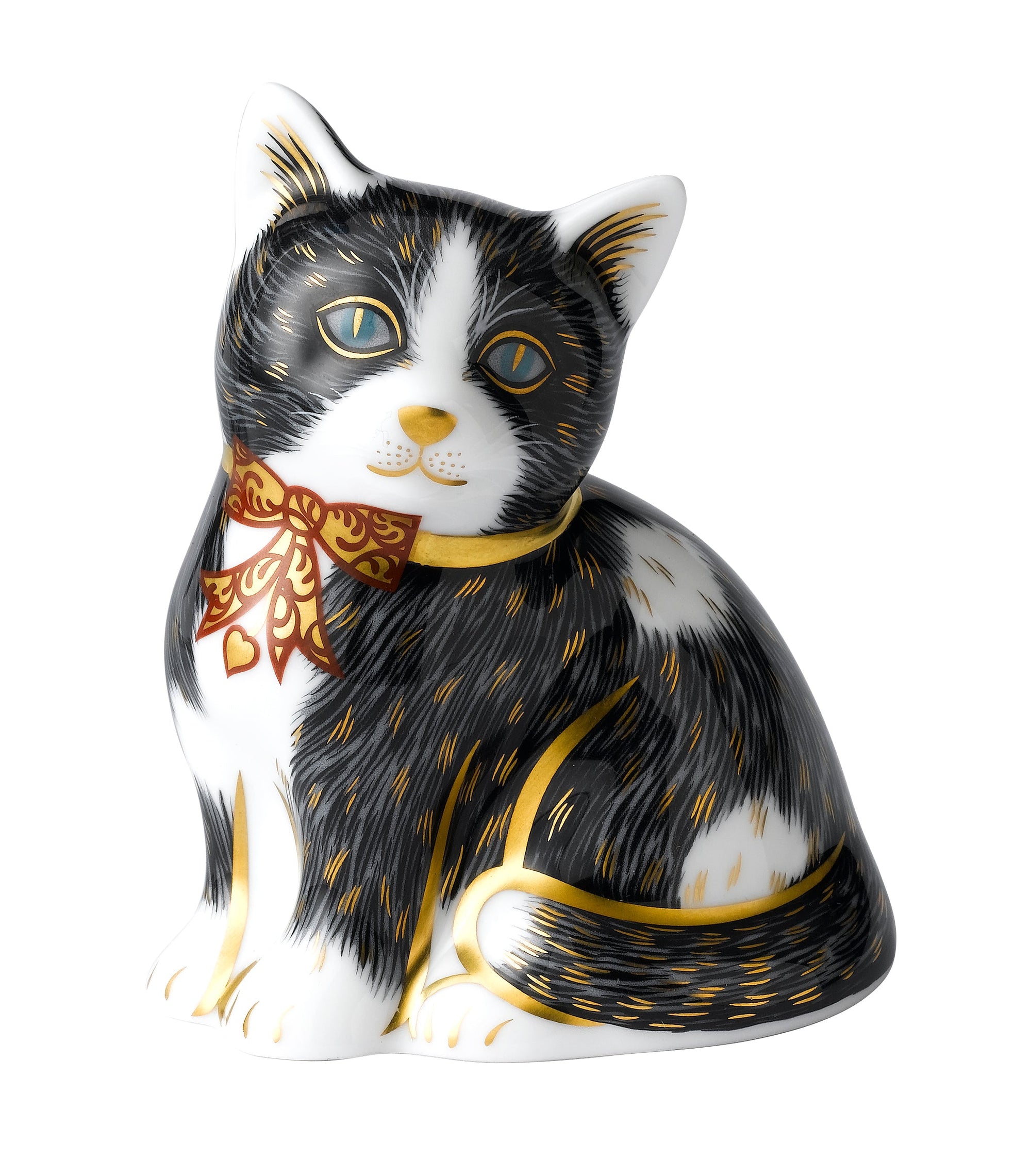 Royal Crown Derby Black & White Kitten PreLoved-Paperweights-Goviers