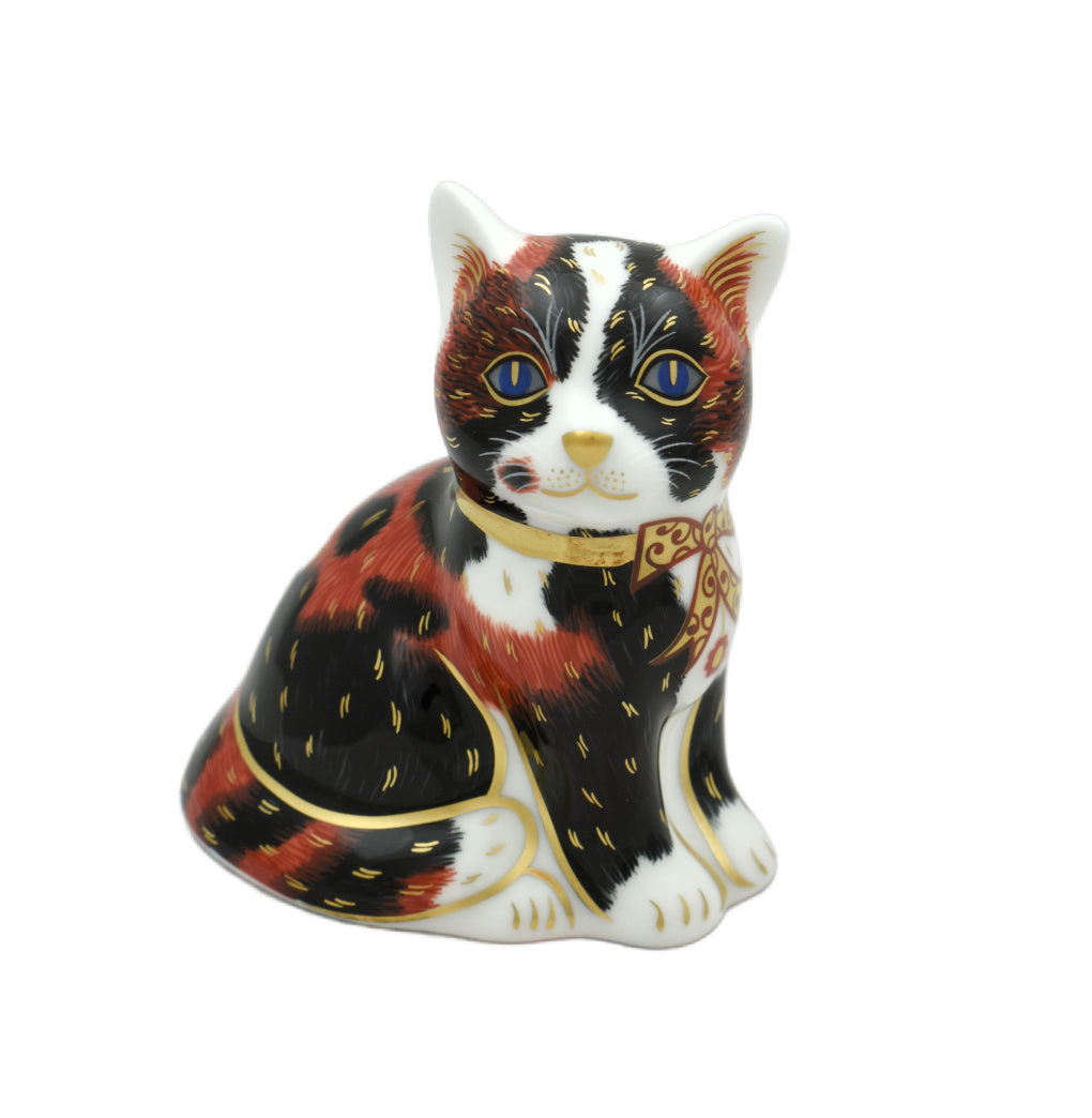 Royal Crown Derby Calico Kitten-Paperweights-Goviers