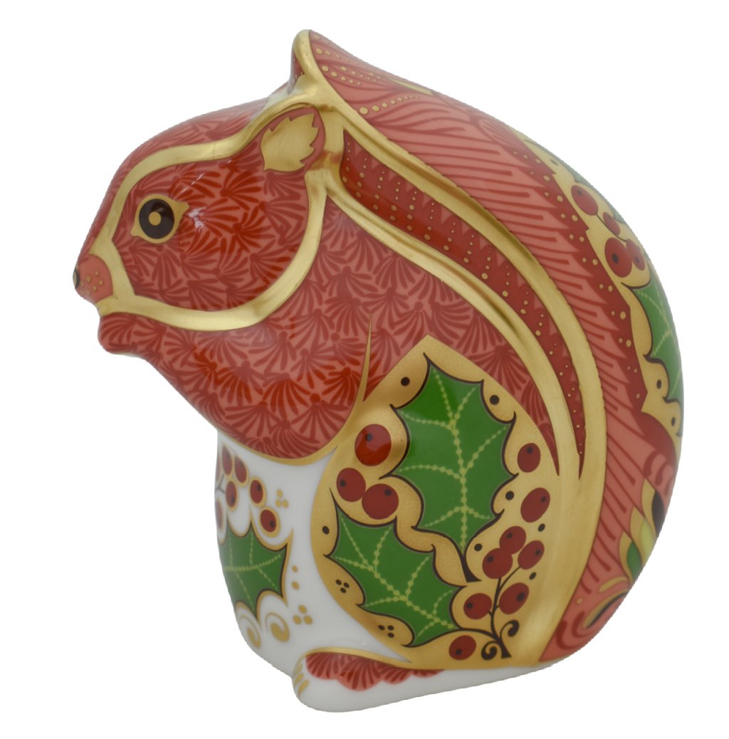 Royal Crown Derby Christmas Squirrel-Paperweights-Goviers
