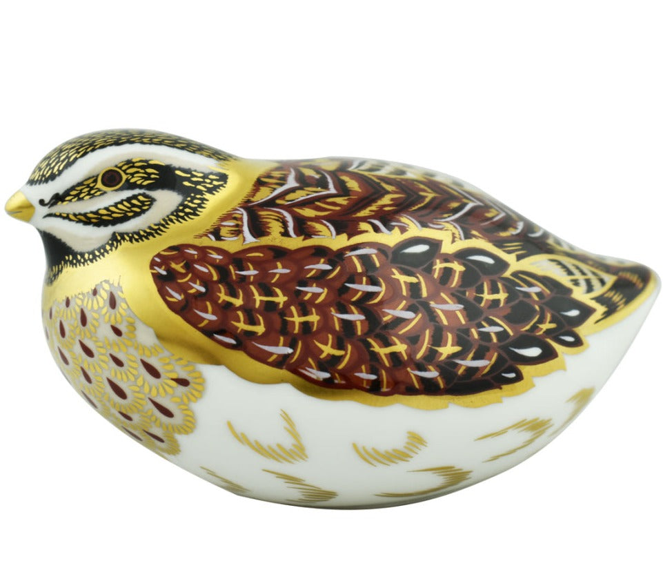 Royal Crown Derby Dappled Quail-Paperweights-Goviers