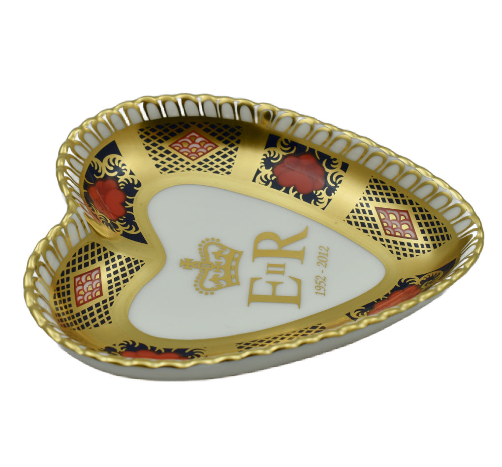 Royal Crown Derby Diamond Jubilee Heart Tray-Paperweights-Goviers