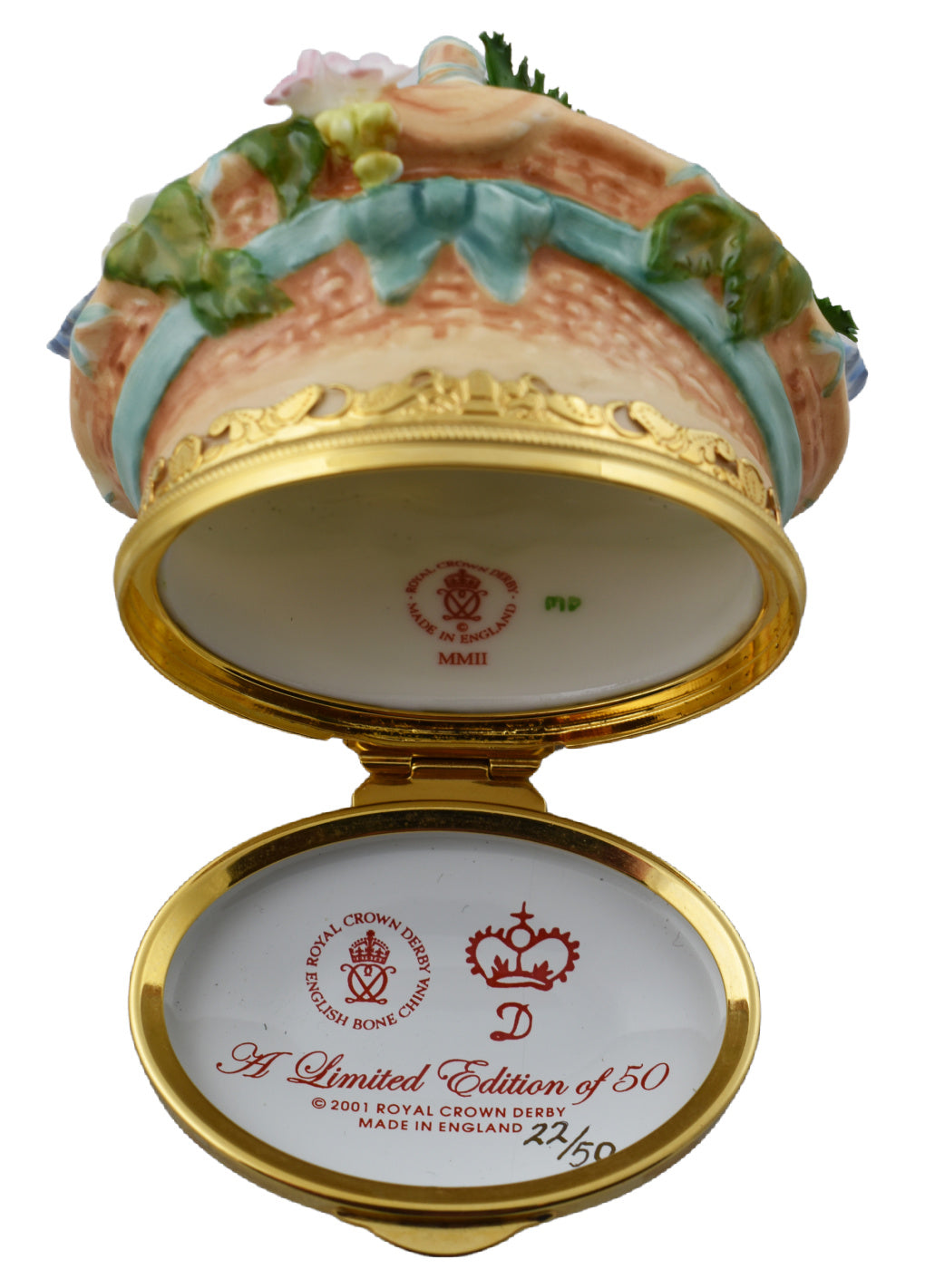Royal Crown Derby Golden Jubilee Floral Bonbonniere-Commemoratives-Goviers
