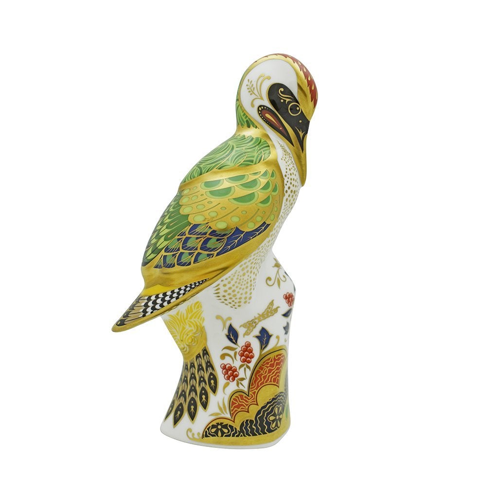 Royal Crown Derby Green Woodpecker-Paperweights-Goviers